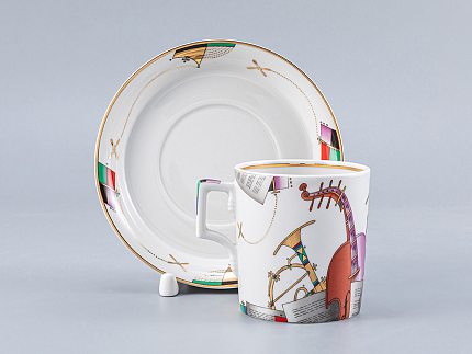 Чашка с блюдцем чайная форма Гербовая рисунок Музыкальные инструменты арт. 81.28040.00.1