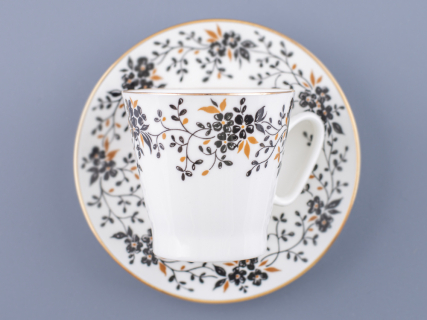 Чашка с блюдцем кофейная 80 мл., форма  Черный кофе, рисунок  Тонкие веточки  арт. 81.13635.00.1, 