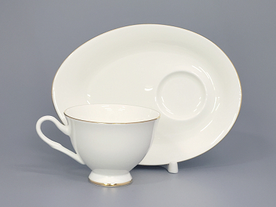 Чашка с блюдцем чайная на ножке форма Премиум рисунок Золотая лента, арт. 81.33527.00.1