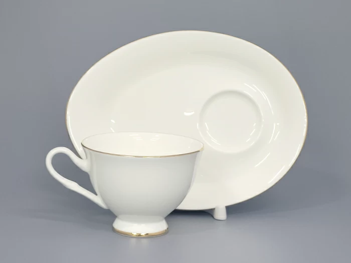 Чашка с блюдцем чайная на ножке форма Премиум рисунок Золотая лента, арт. 81.33527.00.1, 