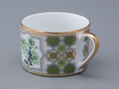 Чашка с блюдцем 250 мл в подарочной упаковке форма Соло рисунок Можжевельник ароматный, арт. 81.33953.00.1