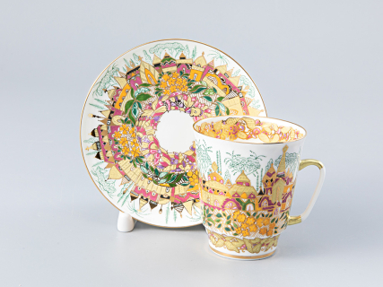 Чашка с блюдцем кофейная 165 мл.,  форма Майская, рисунок Весна золотая арт. 81.10383.00.1, 