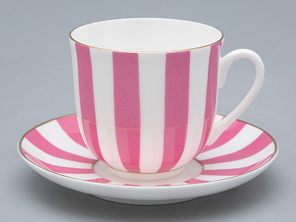 Чашка с блюдцем кофейная 180 мл.,  форма Ландыш 2,  рисунок Да и нет (светло-розовый с отводкой) арт. 81.23096.00.1