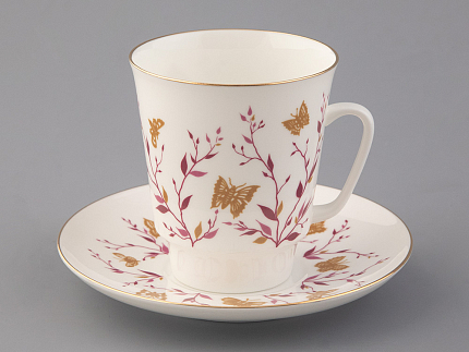 Чашка с блюдцем кофейная 165 мл., форма Майская,  рисунок Розовые веточки арт. 81.13735.00.1