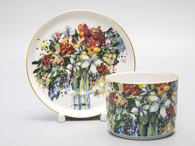 Чашка с блюдцем чайная форма Баланс рисунок Весенний букет/Spring Bouquet, арт. 81.29923.00.1