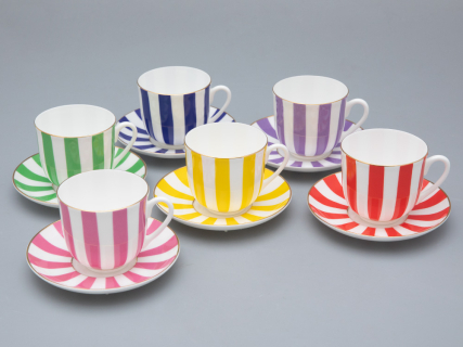 Чашка с блюдцем кофейная 180 мл.,  форма Ландыш 2, рисунок Да и нет (фиолетовый с отводкой) арт. 81.25354.00.5, 