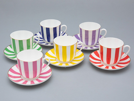 Чашка с блюдцем кофейная 180 мл.,  форма Ландыш 2, рисунок Да и нет (фиолетовый с отводкой) арт. 81.25354.00.5