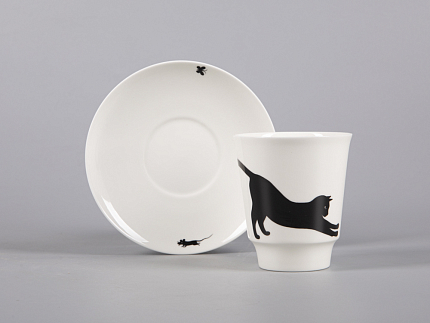 Чашка с блюдцем кофейная 165 мл., форма Майская, рисунок Кошки-мышки арт. 81.30660.00.1