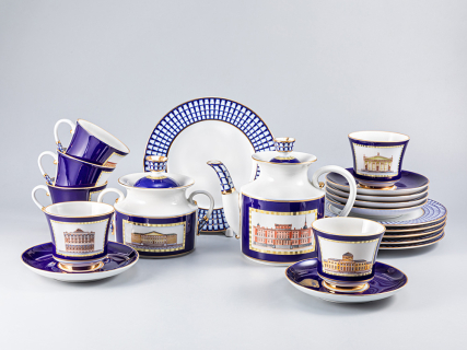 Сервиз чайный форма Банкетная рисунок Классика Петербурга-2 52%, 6 персон 20 предметов арт. 81.25120.00.1, 