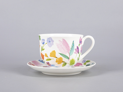 Чашка с блюдцем чайная 345 мл форма Ландыш рисунок Primavera арт. 81.30808.00.1