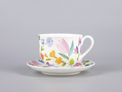 Чашка с блюдцем чайная 345 мл форма Ландыш рисунок Primavera арт. 81.30808.00.1