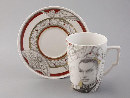 Бокал с блюдцем в подарочной упаковке, форма Гранд, рисунок Маршалы победы Константин Рокоссовский, арт. 81.33244.00.1