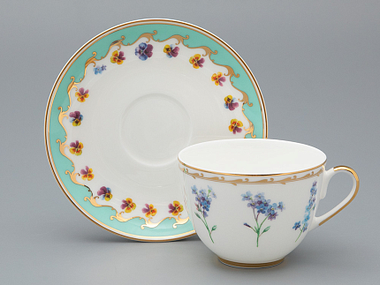 Чашка с блюдцем чайная форма Весенняя 2 рисунок Улыбка флоры 3, арт. 81.34137.00.1