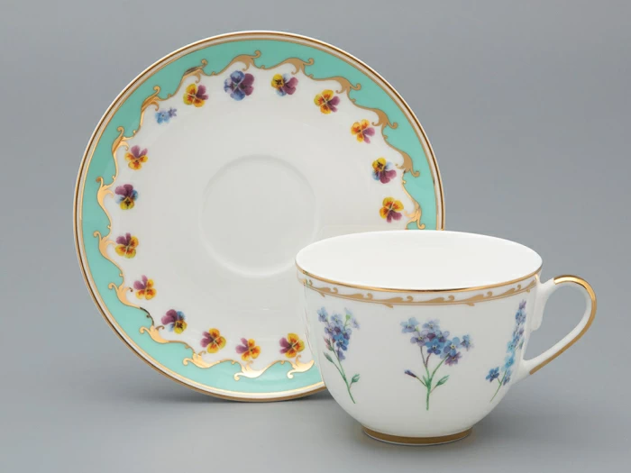 Чашка с блюдцем чайная форма Весенняя 2 рисунок Улыбка флоры 3, арт. 81.34137.00.1, 