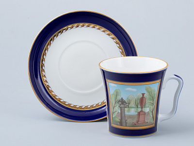 Бокал с блюдцем форма Ленинградский рисунок Порфировая ваза арт. 81.31477.00.1