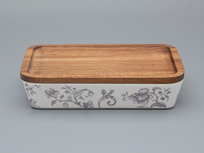 Набор для запекания с деревянной крышкой (2 предмета) форма Стандартная, рисунок Monplaisir Violet,в упаковке арт 42.00058.00.1