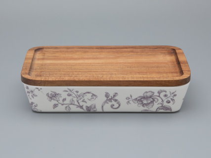 Набор для запекания с деревянной крышкой (2 предмета) форма Стандартная, рисунок Monplaisir Violet,в упаковке арт 42.00058.00.1, 