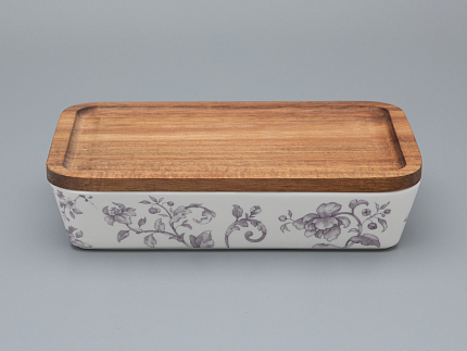 Набор для запекания с деревянной крышкой (2 предмета) форма Стандартная, рисунок Monplaisir Violet,в упаковке арт 42.00058.00.1