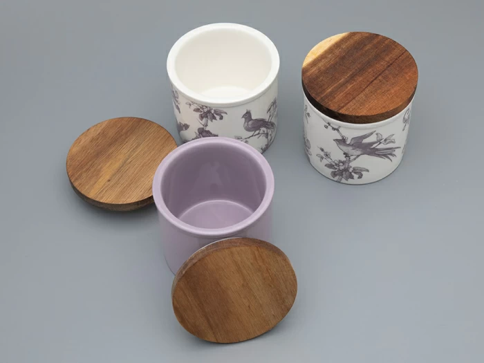 Набор банок с деревянной крышкой (3 предмета) форма Стандартная, рисунок Monplaisir Violet, арт 42.00062.00.1, 