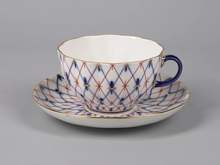 Чашка с блюдцем форма Тюльпан рисунок Сетка 1950, арт. 81.30860.00.1, 