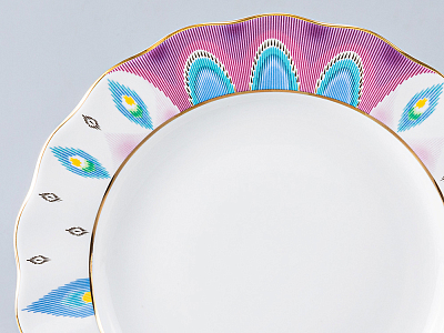 Тарелка мелкая 270 мм. форма Тюльпан рисунок Перо павлина, арт. 80.97651.00.1