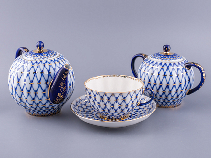 Сервиз чайный Тюльпан Кобальтовая сетка, 6 персон 14 предметов, арт. 81.20942.00.1