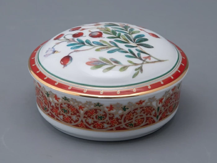 Туалетная коробочка в подарочной упаковке, форма Круглая, рисунок Клюква заповедная, арт 81.34282.00.1, 