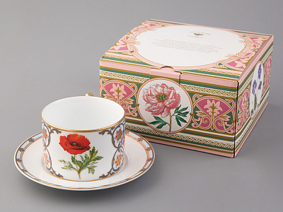 Чашка с блюдцем 250 мл в подарочной упаковке форма Соло, рисунок, Мак восточный, арт.81.32655.00.1