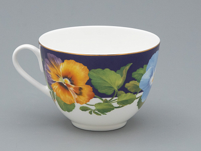 Чашка с блюдцем чайная форма Весенняя 2 рисунок Виола 1, арт. 81.34138.00.1