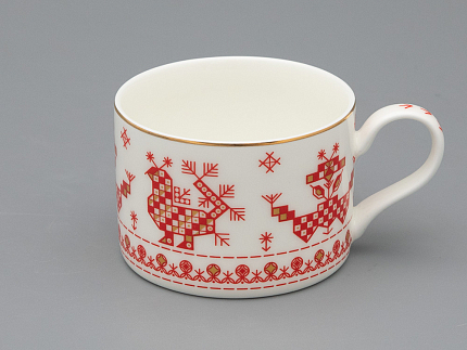 Чашка с блюдцем 250 мл форма Премиум рисунок Петушки-гребешки, арт 81.33558.00.1