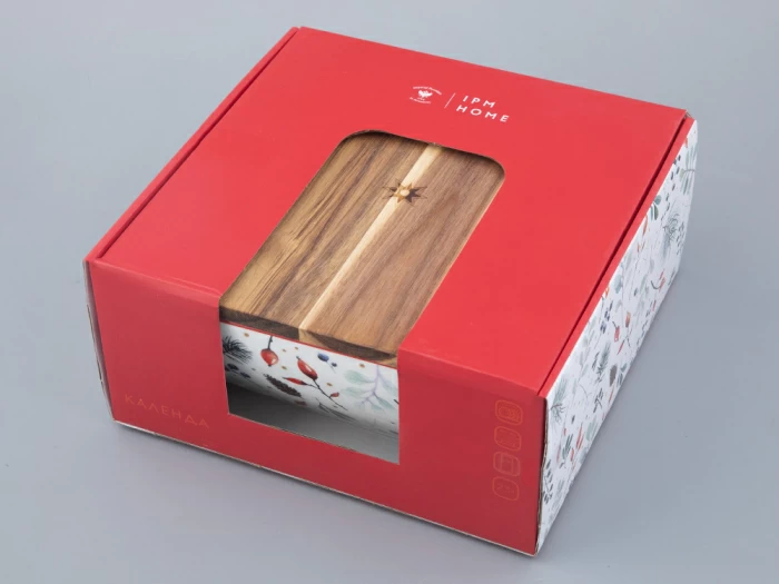 Салатник большой с деревянной крышкой (квадратный 240x240мм) форма Стандартная рисунок Календа арт. 42.00044.00.1, 