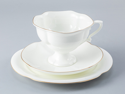 Трехпредметный комплект чайный форма Наташа рисунок Золотая лента 220 мл арт. 81.15671.00.1, 