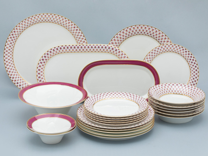 Сервиз столовый на 6 персон 24 предмета форма Юлиана рисунок Сетка-блюз 2, арт. 81.32450.00.1, 