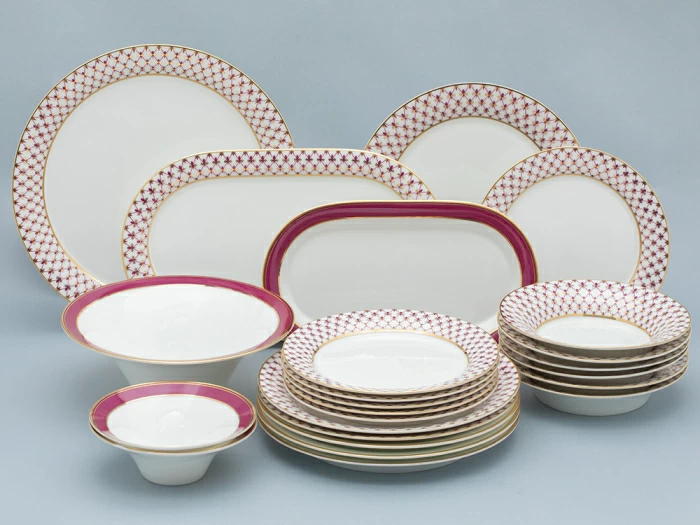 Сервиз столовый на 6 персон 24 предмета форма Юлиана рисунок Сетка-блюз 2, арт. 81.32450.00.1, 