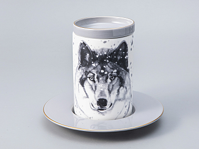Бокал с блюдцем Тотем в подарочной упаковке, рисунок Волк, арт. 81.28374.00.1