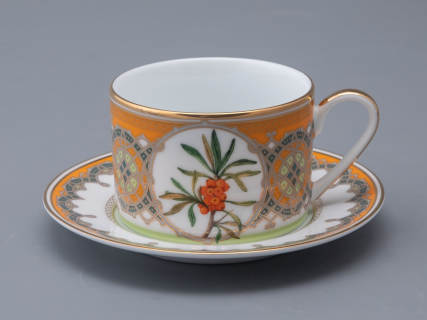 Чашка с блюдцем 250 мл в подарочной упаковке форма Соло рисунок Облепиха сибирская, арт. 81.33948.00.1, 