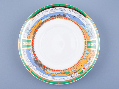 Чашка с блюдцем кофейная 180 мл.,  форма Билибина,  рисунок  Деревня на озере  арт. 81.15225.00.1