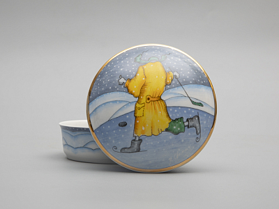 Туалетная коробочка форма Круглая рисунок Зима. Хоккей арт. 81.31061.00.1