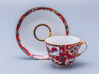 Чашка с блюдцем чайная 250 мл форма Весенняя рисунок Красный конь арт. 81.15308.00.1