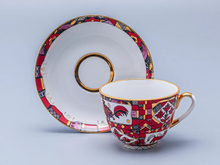 Чашка с блюдцем чайная 250 мл форма Весенняя рисунок Красный конь арт. 81.15308.00.1, 