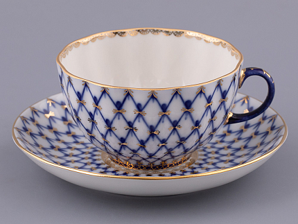 Чашка с блюдцем чайная 250 мл форма Тюльпан рисунок Кобальтовая сетка арт. 81.10105.00.1