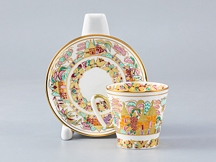 Чашка с блюдцем кофейная 80 мл., форма  Черный кофе, рисунок Пейзажный фриз арт. 81.14683.00.1