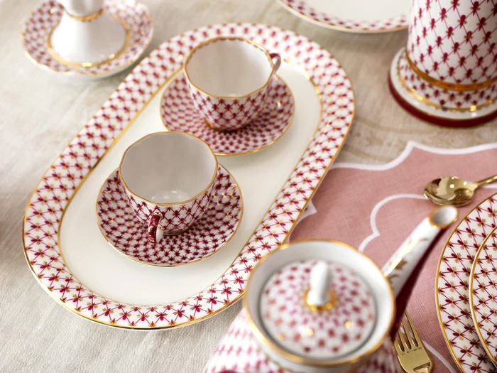 Чашка с блюдцем кофейная 140 мл.,  форма Тюльпан, рисунок Сетка-Блюз 2 арт. 81.29586.00.1, 