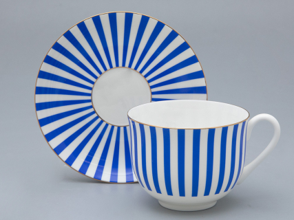 Чашка с блюдцем чайная форма Ландыш рисунок Да и нет Лазурный, арт. 81.32280.00.1, 