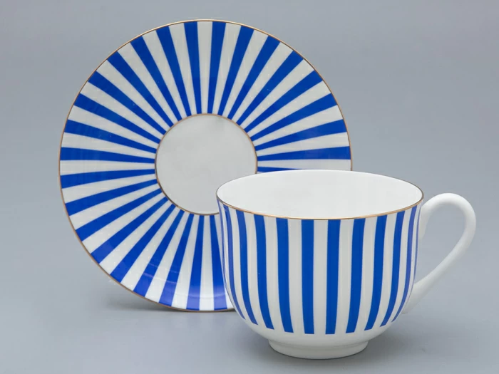 Чашка с блюдцем чайная форма Ландыш рисунок Да и нет Лазурный, арт. 81.32280.00.1, 