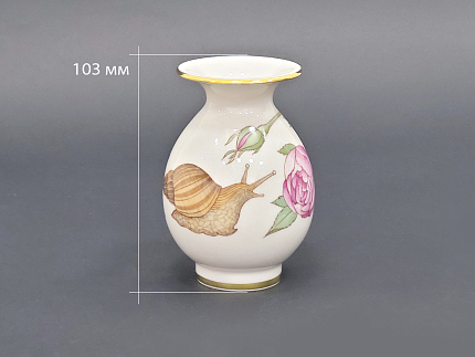 Ваза для цветов форма Березка №6 рисунок Улитка и розовый куст арт. 60.09237.00.5