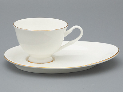 Чашка с блюдцем чайная на ножке форма Премиум рисунок Золотая лента, арт. 81.33527.00.1