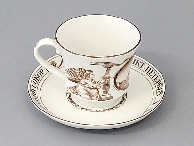 Чашка с блюдцем чайная 220 мл форма Банкетная рисунок Исаакиевский собор арт. 81.14849.00.1