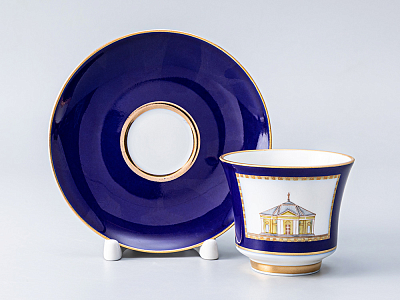 Чашка с блюдцем кофейная 145 мл.,  форма Банкетная,  рисунок Классика Петербурга 52% №4 арт. 81.18111.00.1