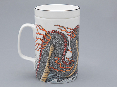 Бокал с крышкой и блюдцем в подарочной упаковке, форма top. рисунок Tattoo Dragon (Татуировка Дракон) арт. 81.31627.00.1